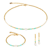 Coeur de Lion Crystal Pearl, Turquoise & Gold Necklace